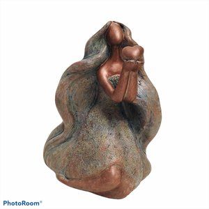 Faux Bronze/Patina Sculpture Lady with a Heart